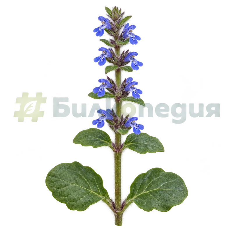 Ajuga reptans L. - цъфтящо стъбло, генерирана образователна визуализация