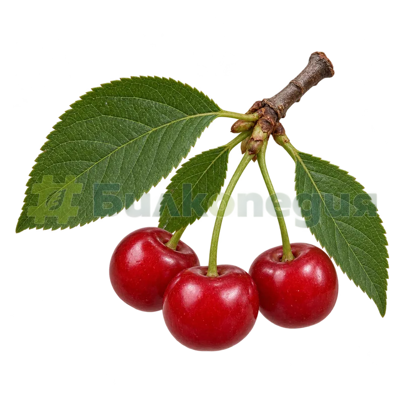 Prunus cerasus L. - плодове, генерирана образователна визуализация