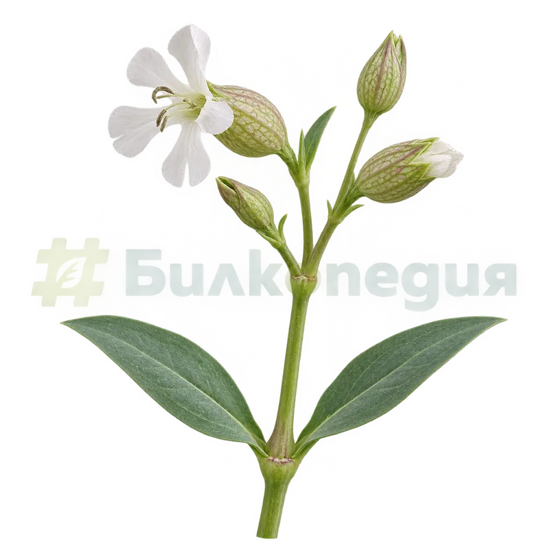 Silene vulgaris (Moench) Garcke - стъблен възел със срещуположни листа, генерирана образователна визуализация