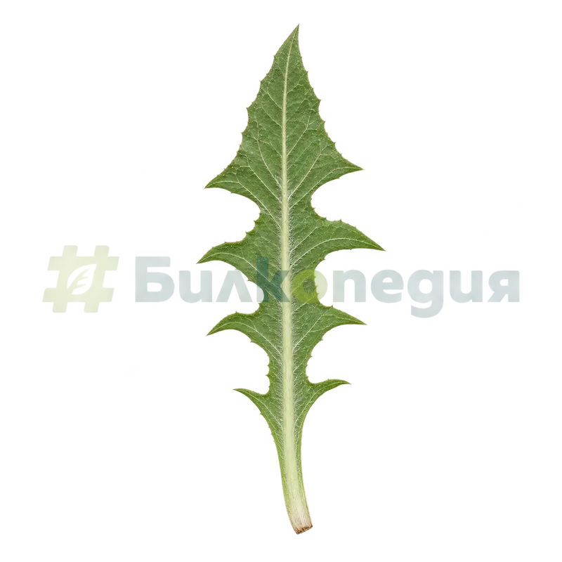 Cichorium intybus L. subsp. intybus - долна страна на приосновния лист, генерирана образователна визуализация