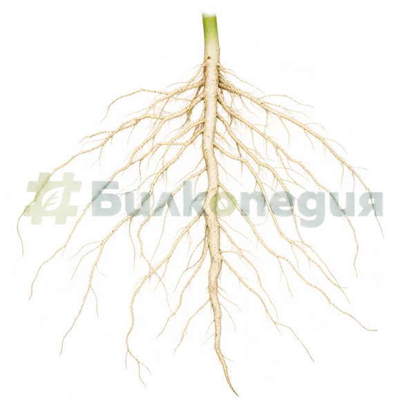 Uncaria tomentosa (Willd. ex Schult.) DC. - котешки нокът - корени на младо растение, генерирана образователна визуализация