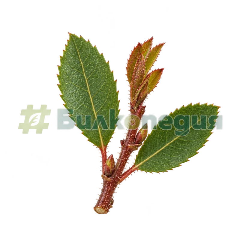 Arbutus unedo L. - млада червеникава окосмена клонка, генерирана образователна визуализация